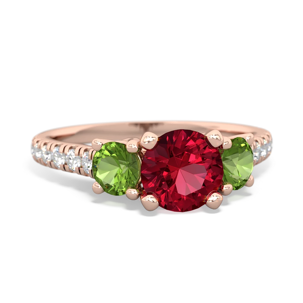 Lab Ruby Pave Trellis 14K Rose Gold ring R5500