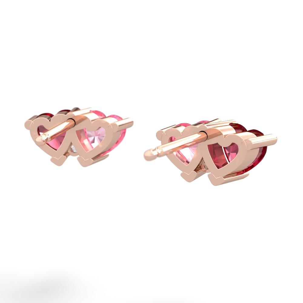 Lab Ruby Sweethearts 14K Rose Gold earrings E5260