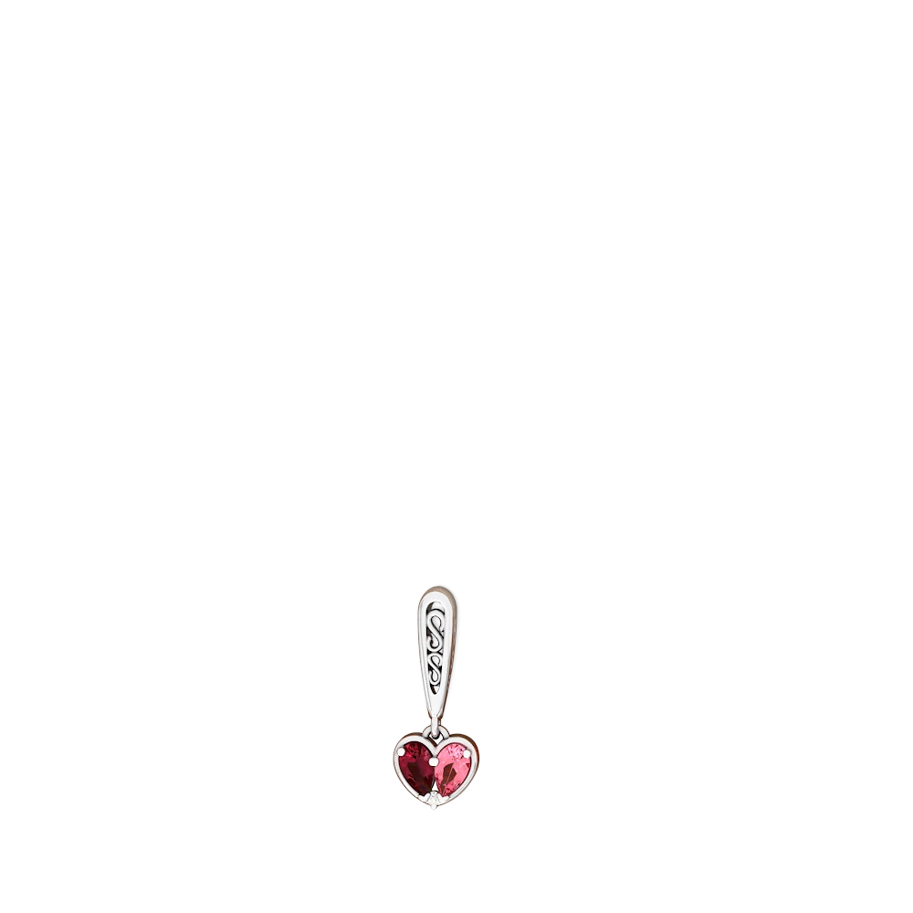 Lab Ruby Filligree Heart 14K White Gold earrings E5070