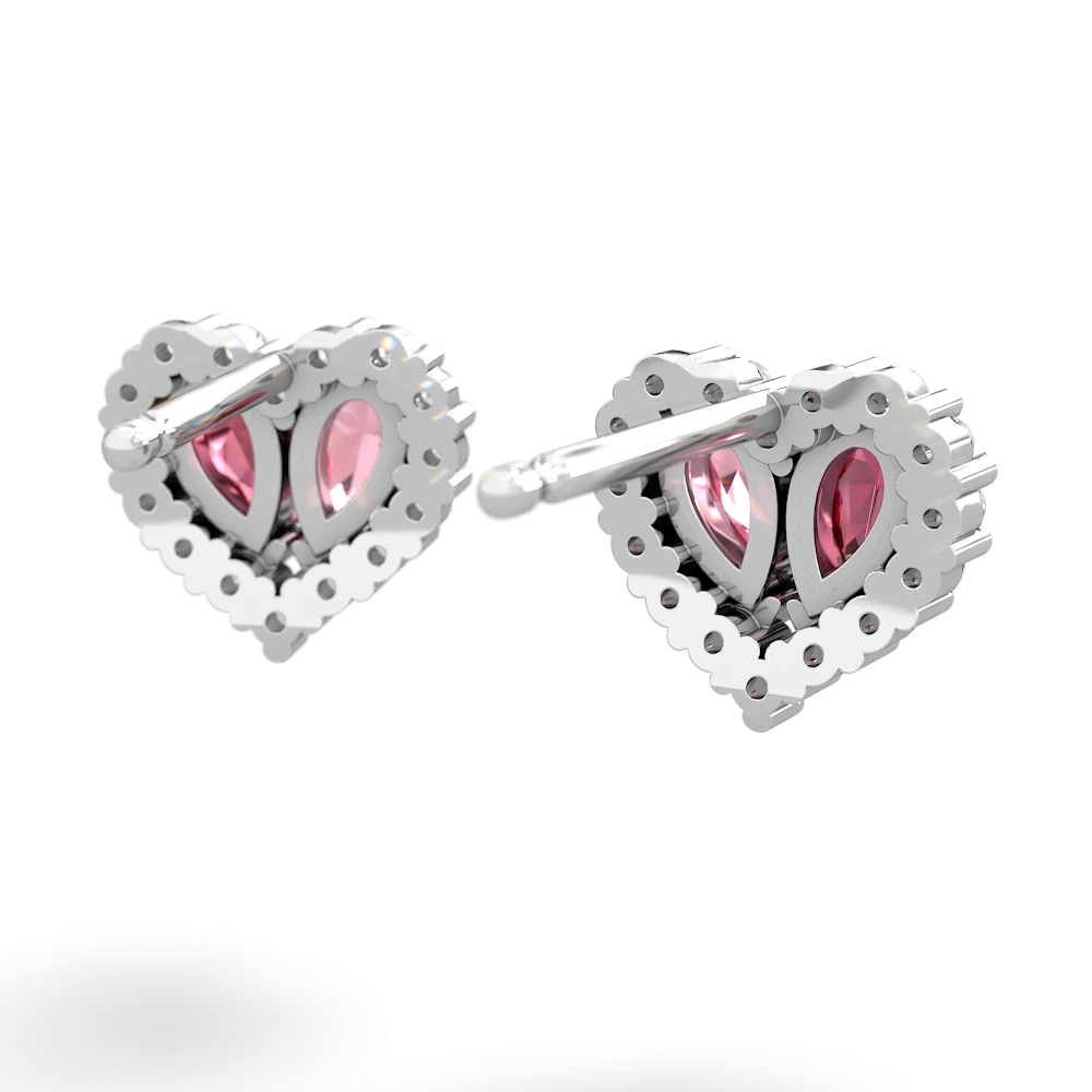 Lab Ruby Halo 14K White Gold earrings E7008