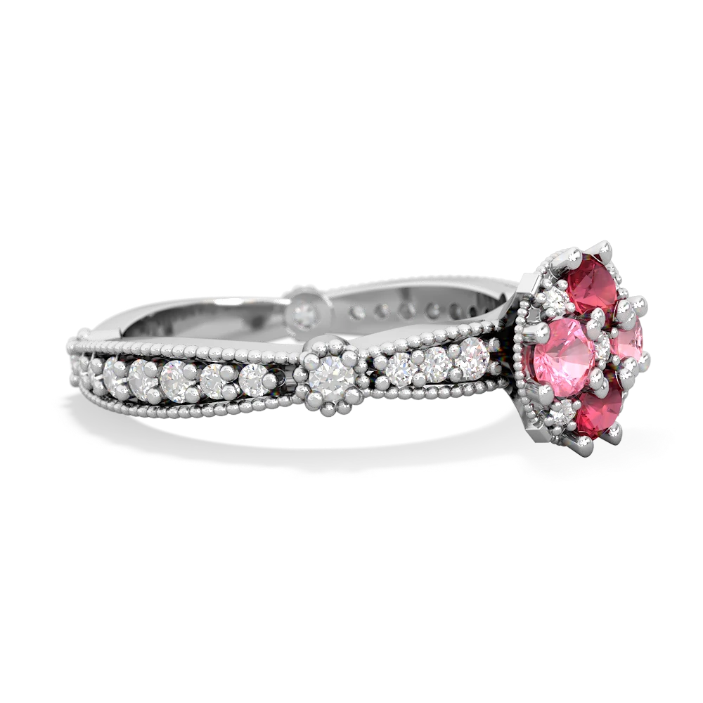 Lab Ruby Sparkling Tiara Cluster 14K White Gold ring R26293RD