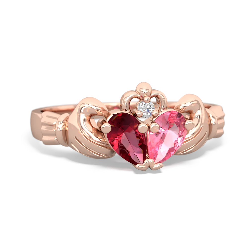 Lab Ruby 'Our Heart' Claddagh 14K Rose Gold ring R2388