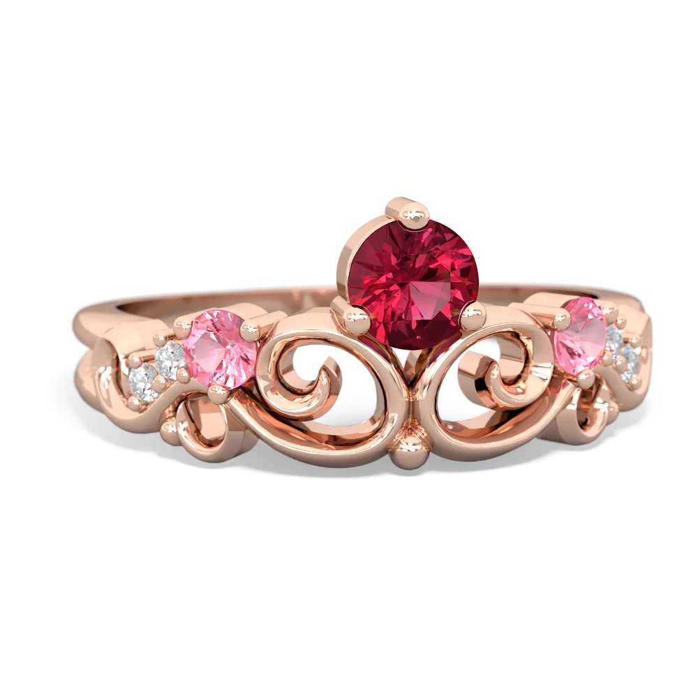 Lab Ruby Crown Keepsake 14K Rose Gold ring R5740