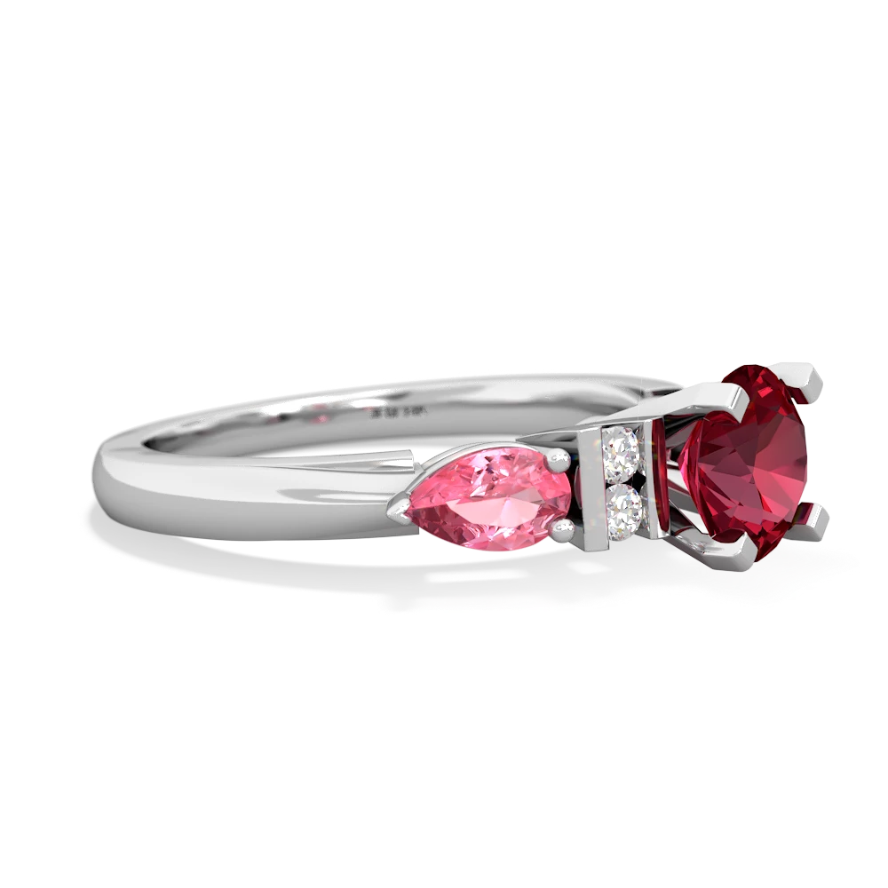 Lab Ruby 6Mm Round Eternal Embrace Engagement 14K White Gold ring R2005