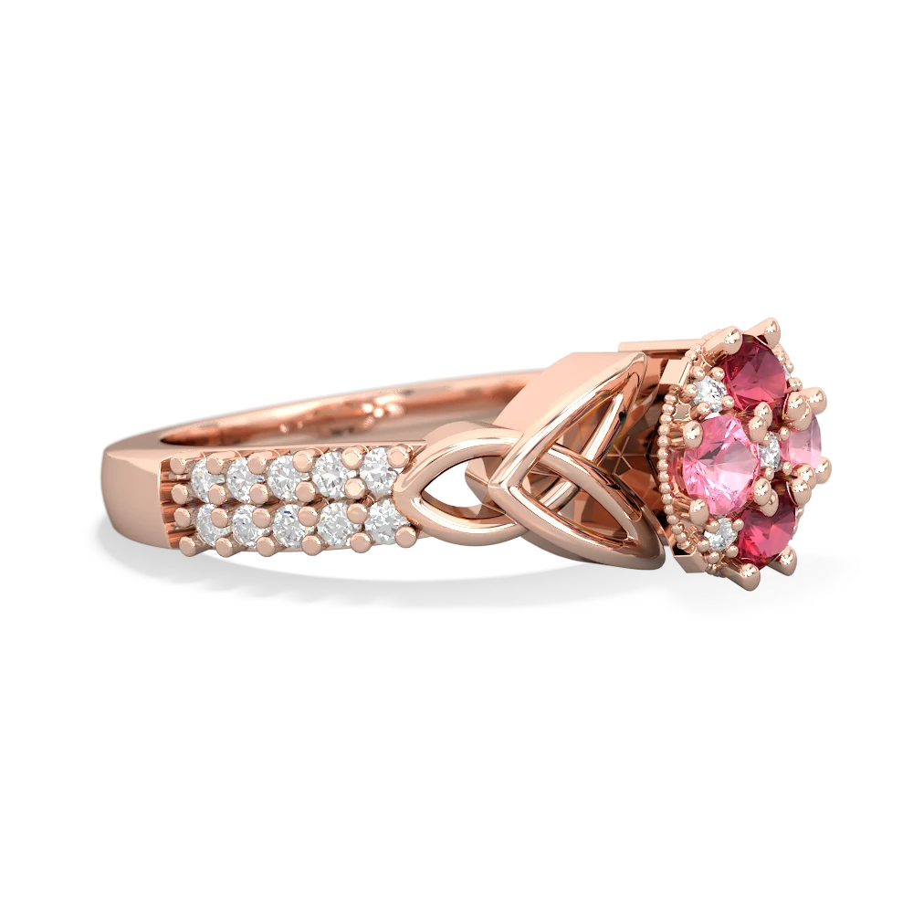 Lab Ruby Celtic Knot Cluster Engagement 14K Rose Gold ring R26443RD