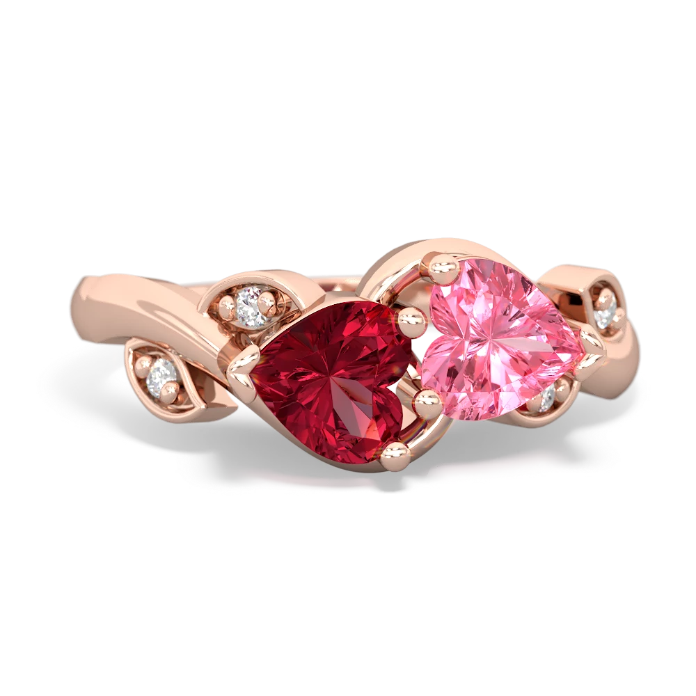 Lab Ruby Floral Elegance 14K Rose Gold ring R5790