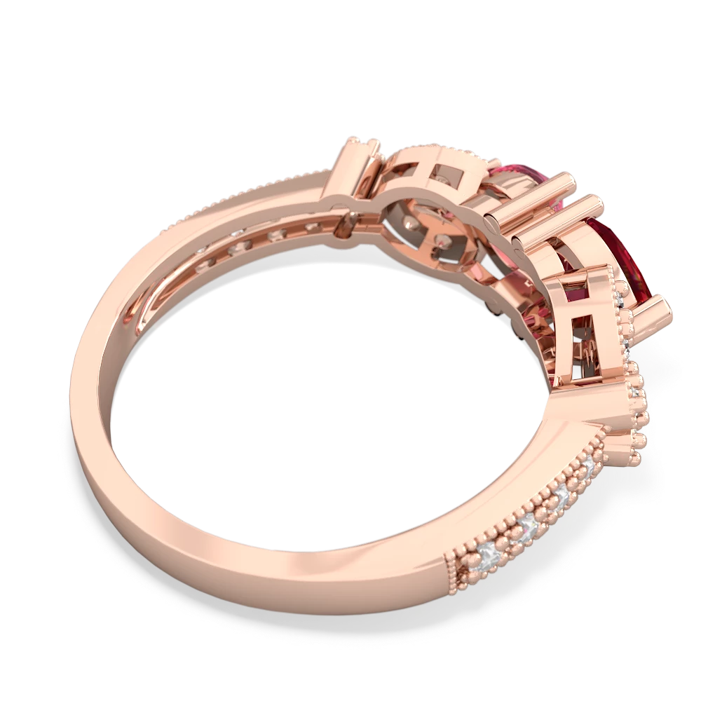 Lab Ruby Diamond Butterflies 14K Rose Gold ring R5601