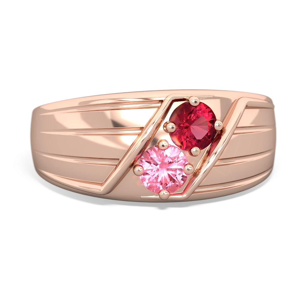 Lab Ruby Men's Streamline 14K Rose Gold ring R0460