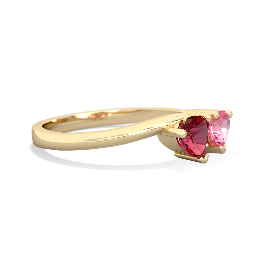 Lab Ruby Sweethearts 14K Yellow Gold ring R5260