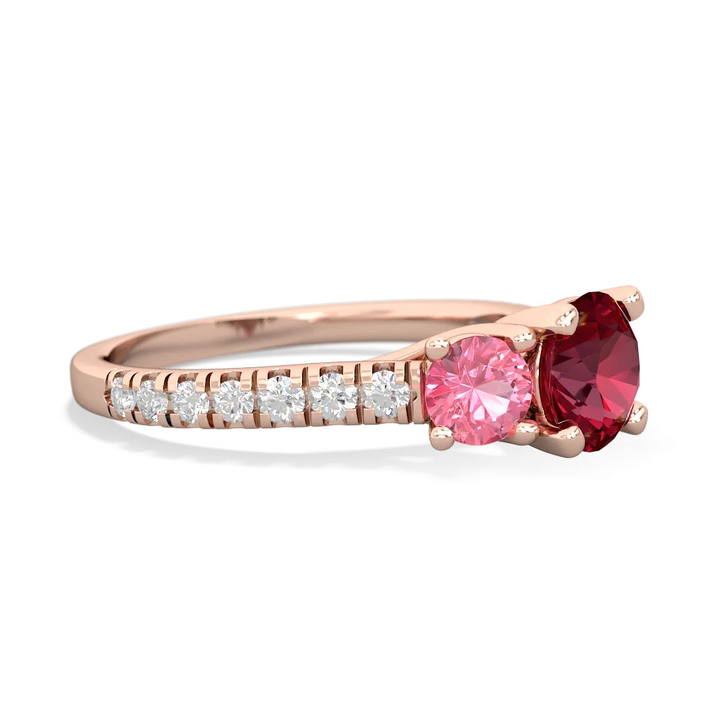 Lab Ruby Pave Trellis 14K Rose Gold ring R5500