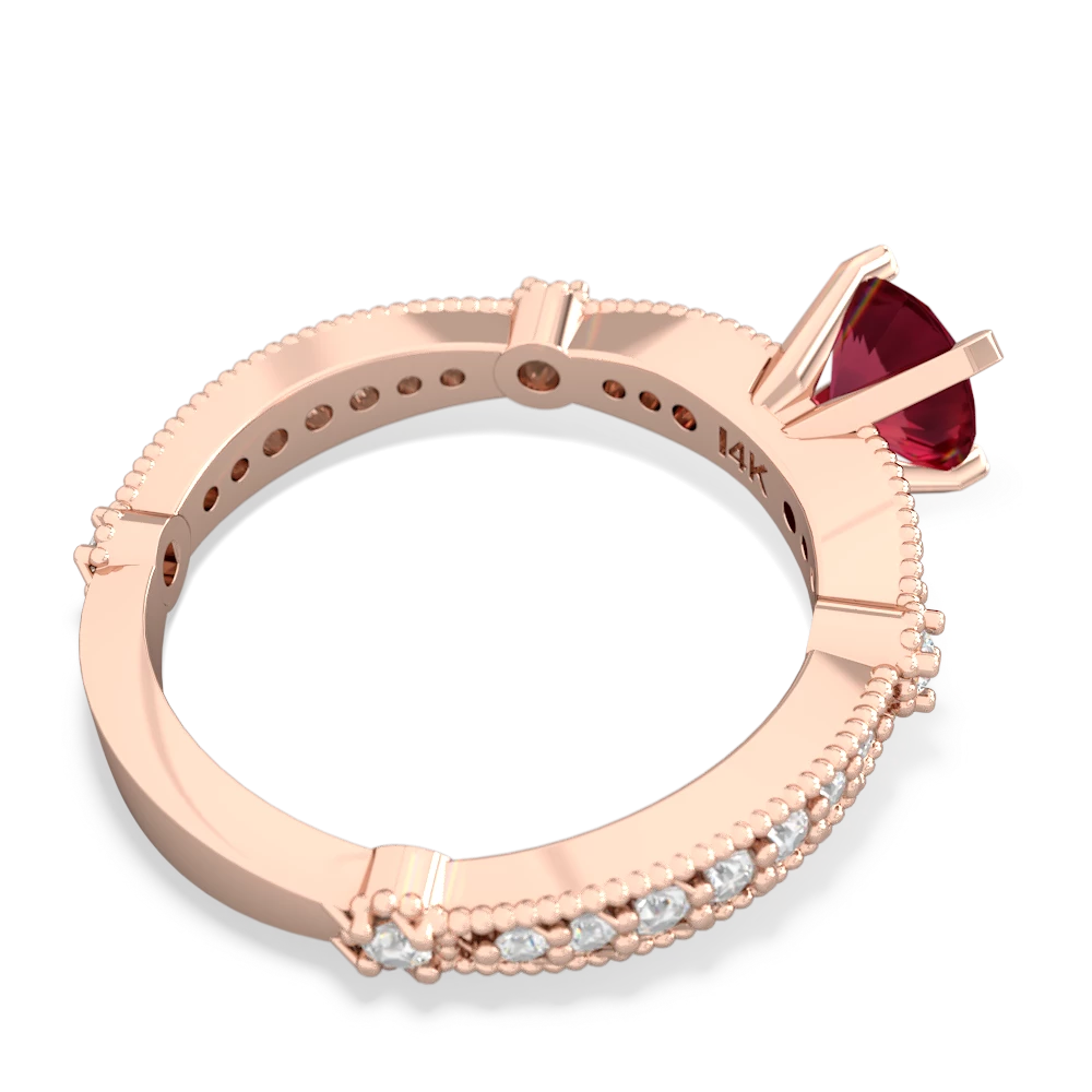 Lab Ruby Sparkling Tiara 6Mm Round 14K Rose Gold ring R26296RD