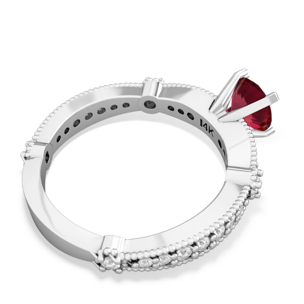 Lab Ruby Sparkling Tiara 6Mm Round 14K White Gold ring R26296RD