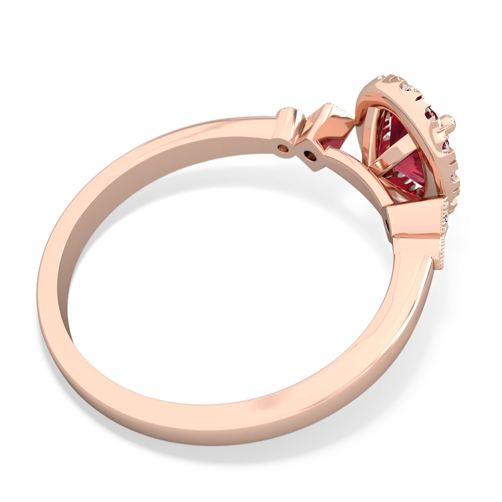 Lab Ruby Antique-Style Halo 14K Rose Gold ring R5720