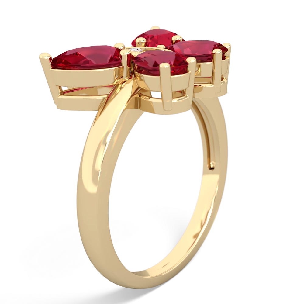 Lab Ruby Butterfly 14K Yellow Gold ring R2215