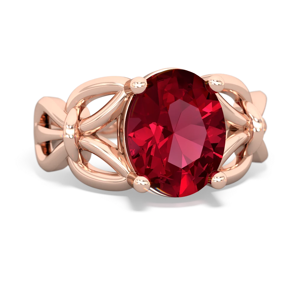 Lab Ruby Celtic Knot Cocktail 14K Rose Gold ring R2377