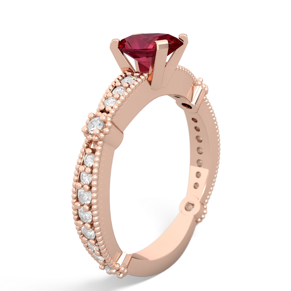 Lab Ruby Sparkling Tiara 7X5mm Oval 14K Rose Gold ring R26297VL