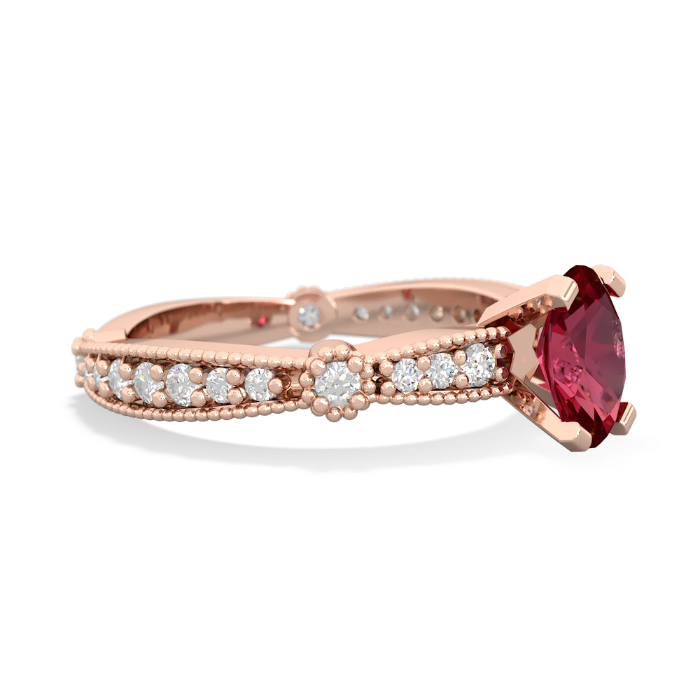 Lab Ruby Sparkling Tiara 7X5mm Oval 14K Rose Gold ring R26297VL