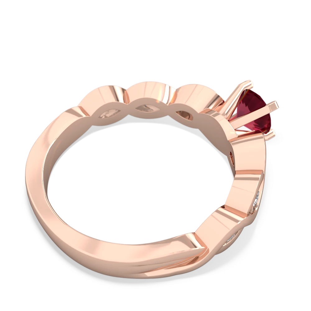 Lab Ruby Infinity 5Mm Round Engagement 14K Rose Gold ring R26315RD