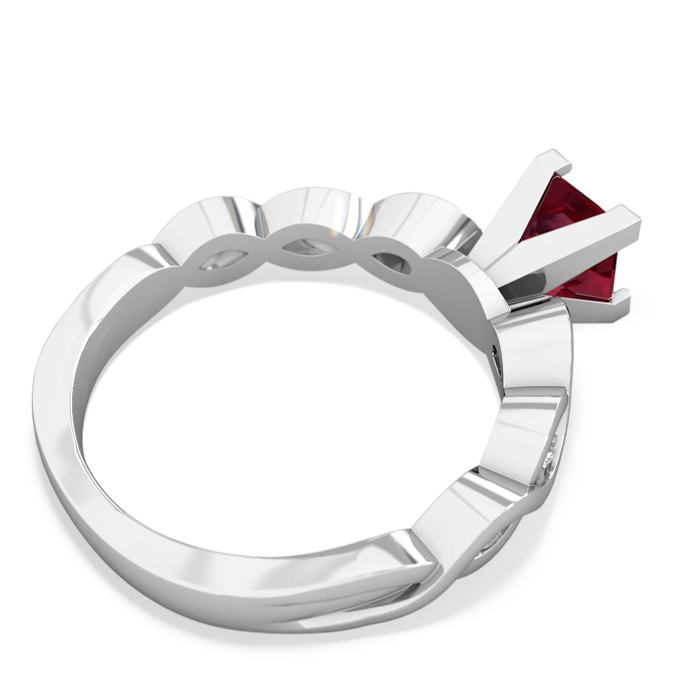 Lab Ruby Infinity 5Mm Square Engagement 14K White Gold ring R26315SQ