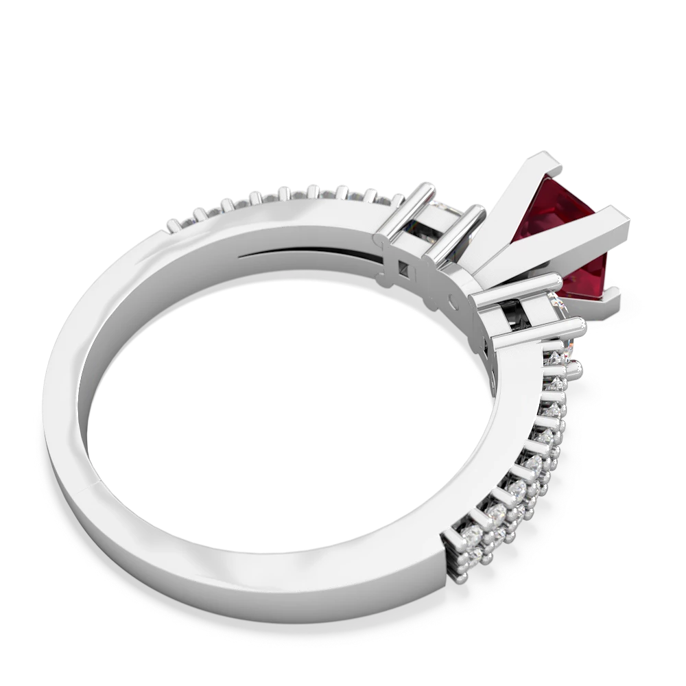 Lab Ruby Classic 5Mm Square Engagement 14K White Gold ring R26435SQ