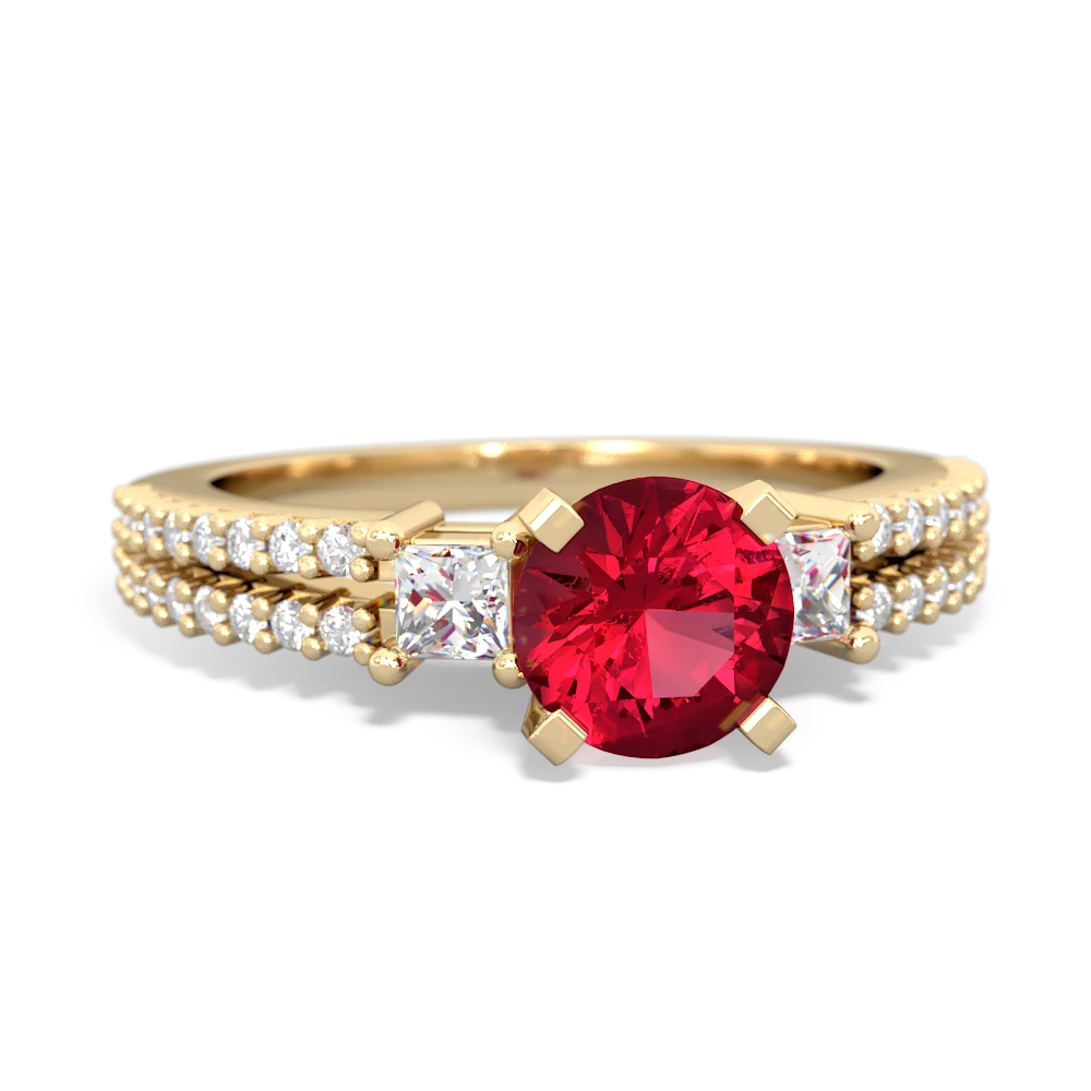 Lab Ruby Classic 6Mm Round Engagement 14K Yellow Gold ring R26436RD