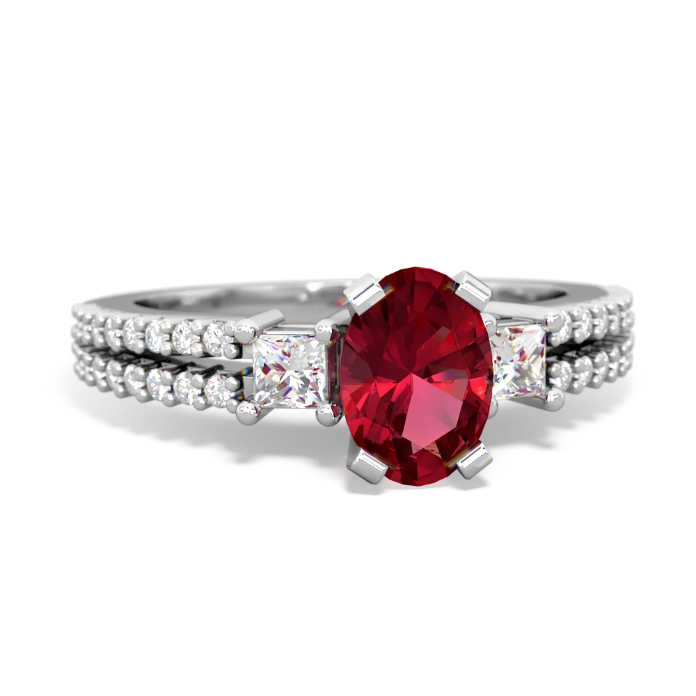 Lab Ruby Classic 7X5mm Oval Engagement 14K White Gold ring R26437VL