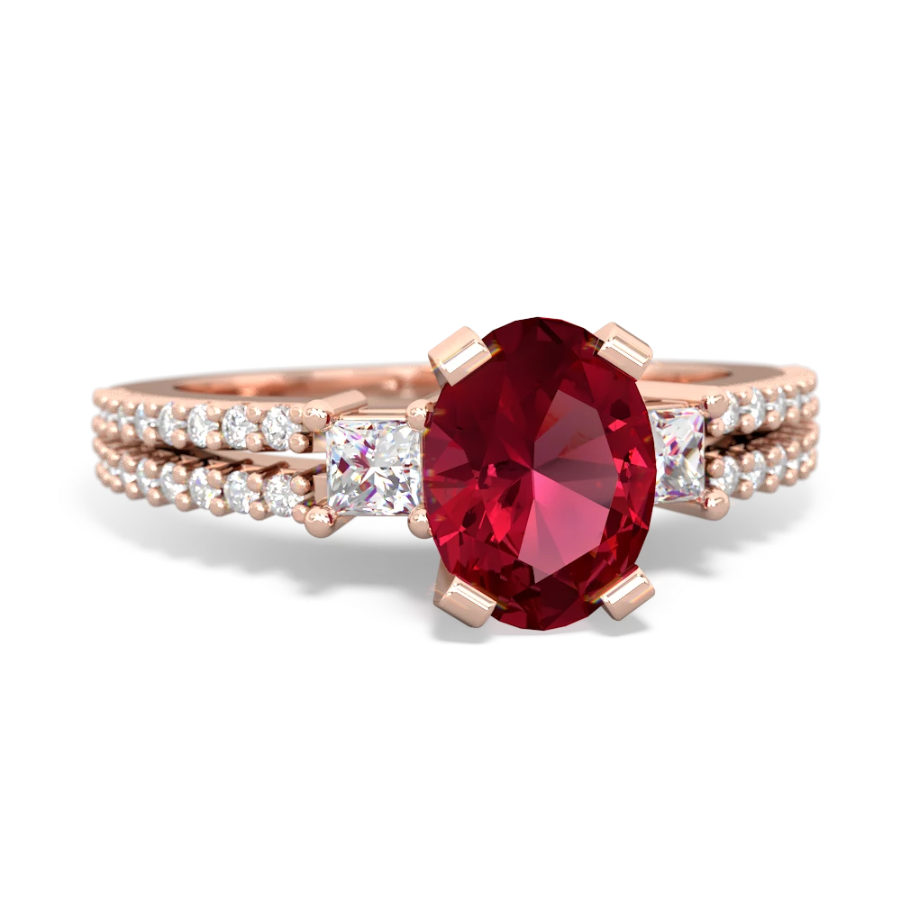 Lab Ruby Classic 8X6mm Oval Engagement 14K Rose Gold ring R26438VL