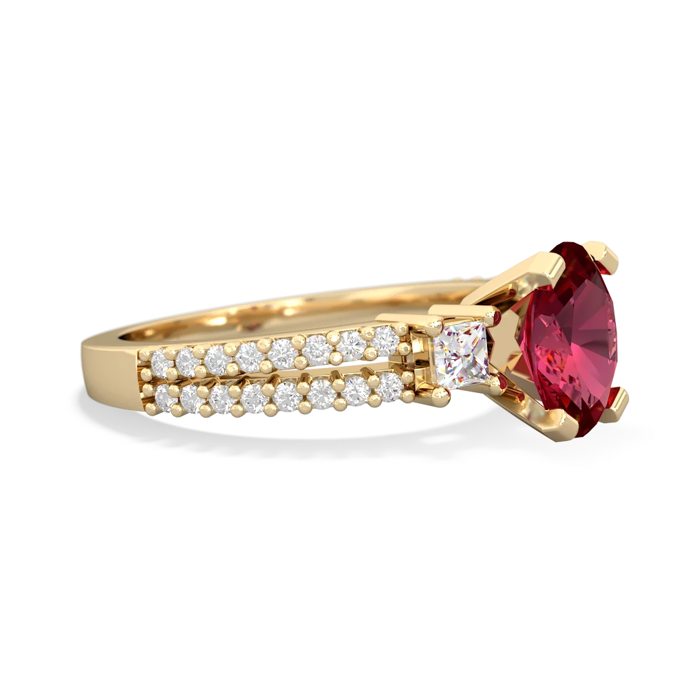 Lab Ruby Classic 8X6mm Oval Engagement 14K Yellow Gold ring R26438VL