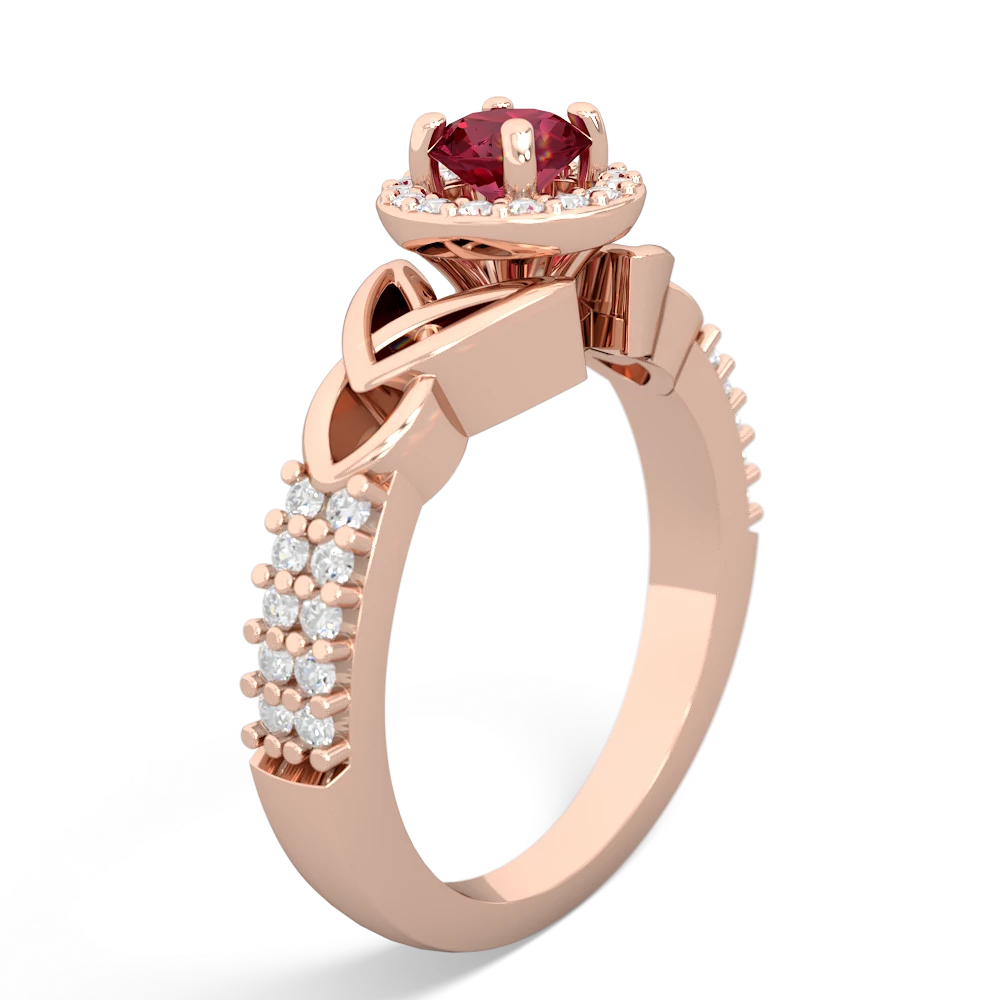 Lab Ruby Celtic Knot Halo 14K Rose Gold ring R26445RH