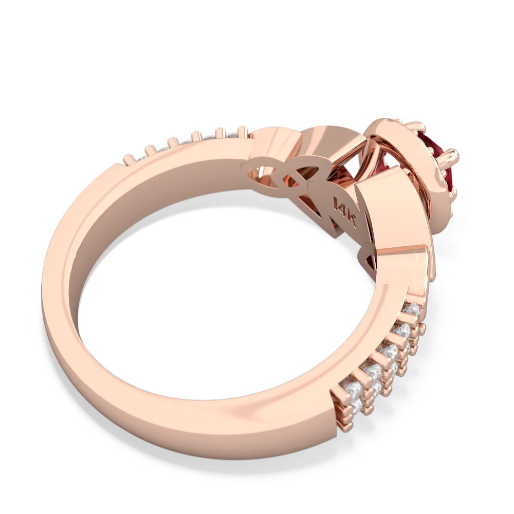 Lab Ruby Celtic Knot Halo 14K Rose Gold ring R26445RH