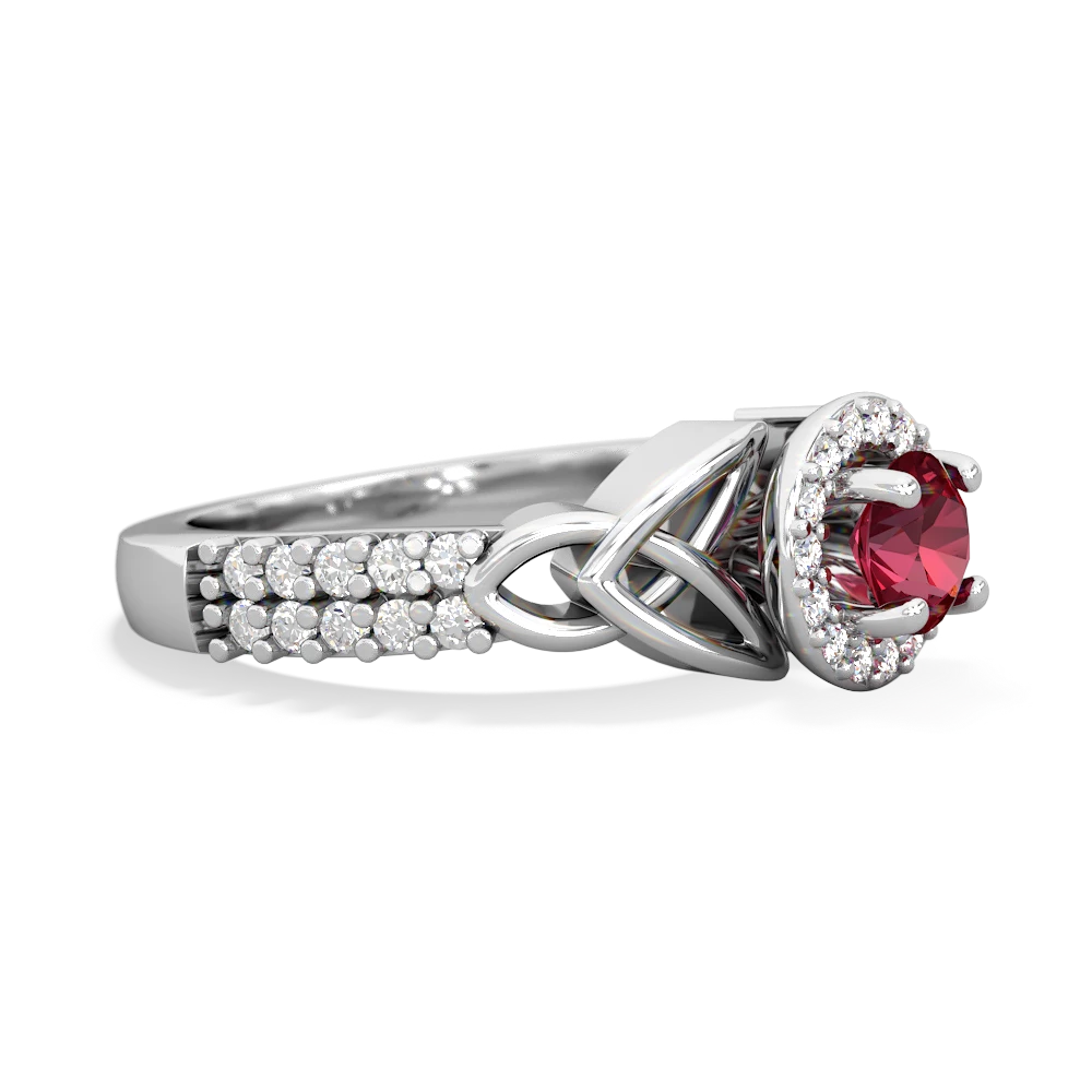 Lab Ruby Celtic Knot Halo 14K White Gold ring R26445RH