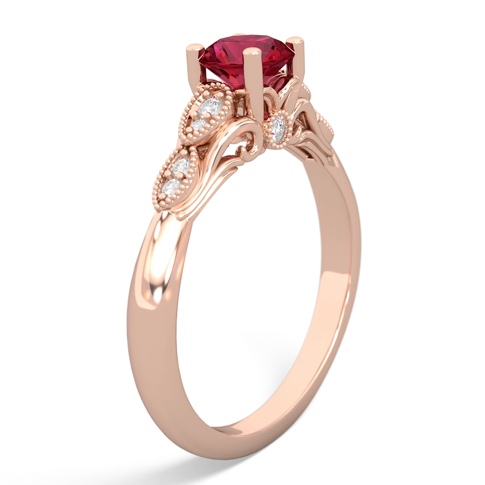 Lab Ruby Antique Elegance 14K Rose Gold ring R3100