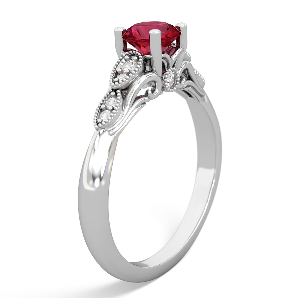 Lab Ruby Antique Elegance 14K White Gold ring R3100