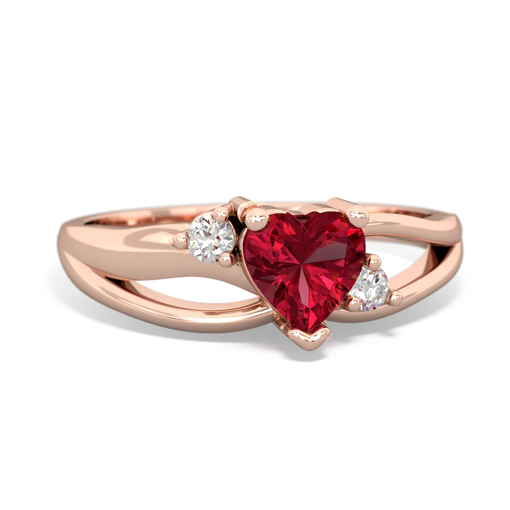 Lab Ruby Split Band Swirl 14K Rose Gold ring R2130