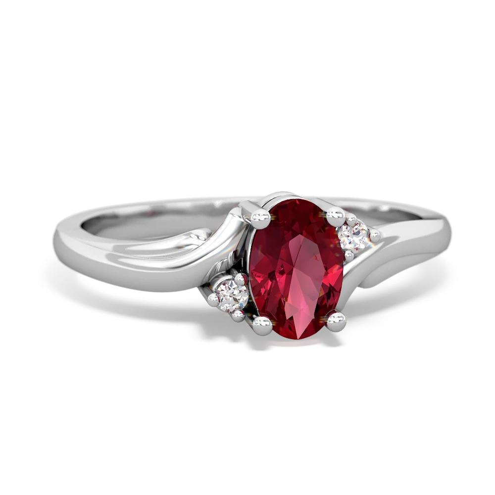 Lab Ruby Elegant Swirl 14K White Gold ring R2173