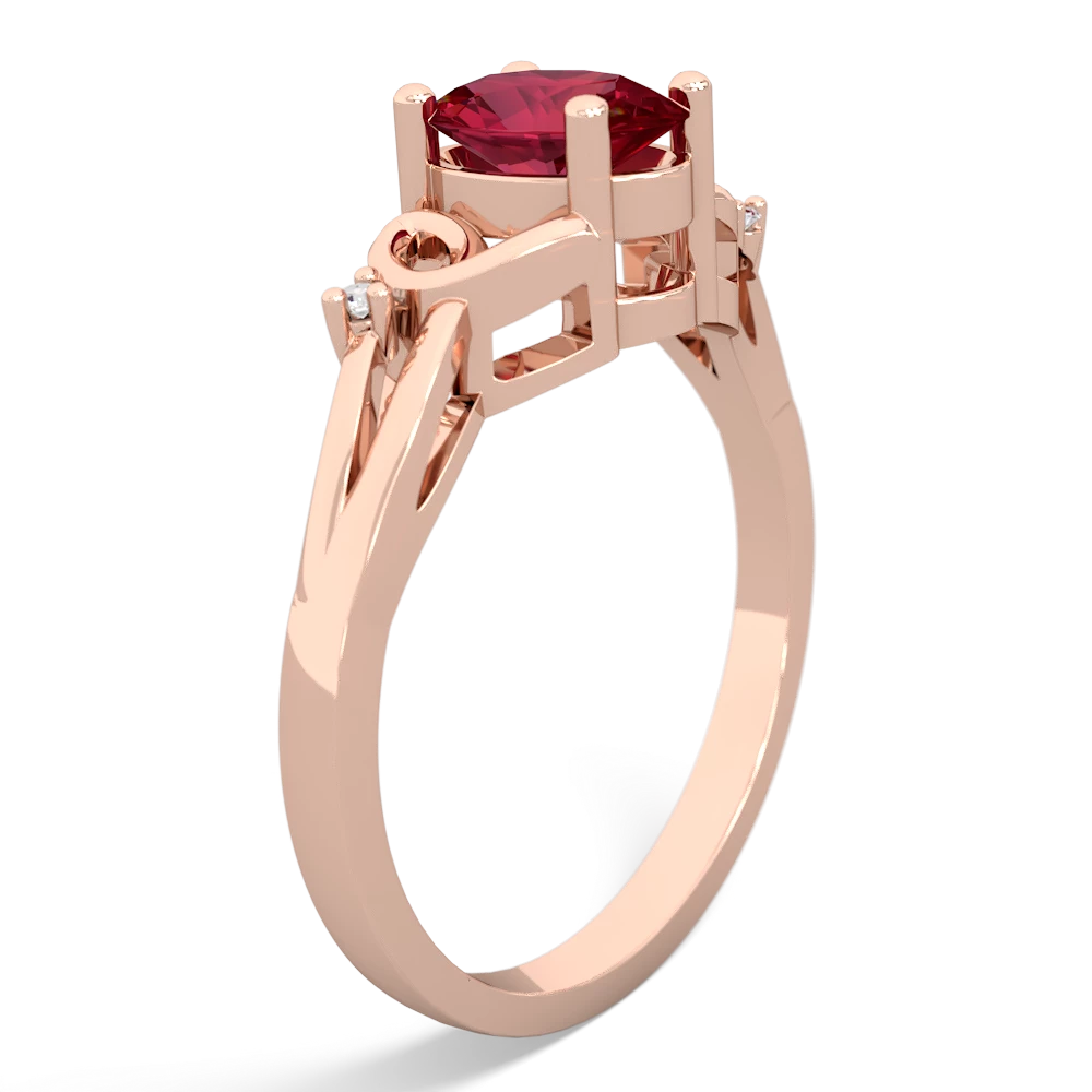 Lab Ruby Swirls 14K Rose Gold ring R2347