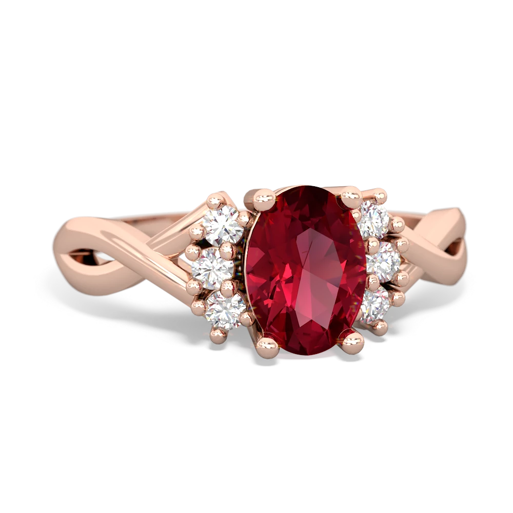 Lab Ruby Victorian Twist 14K Rose Gold ring R2497