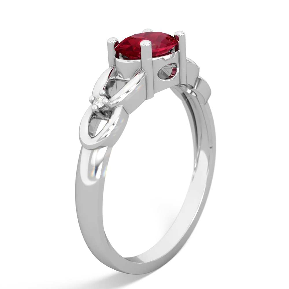 Lab Ruby Links 14K White Gold ring R4032