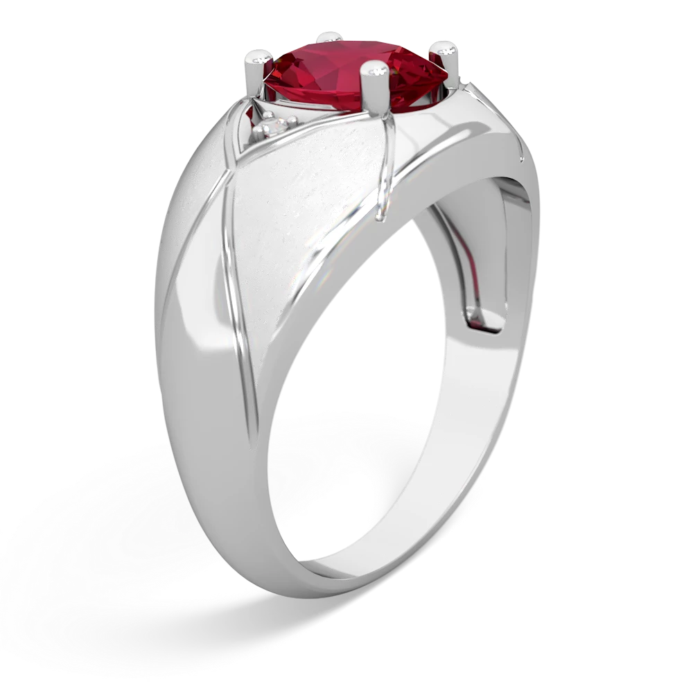 Lab Ruby Men's Crossroads 14K White Gold ring R0361