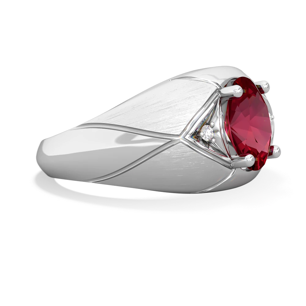 Lab Ruby Men's Crossroads 14K White Gold ring R0361