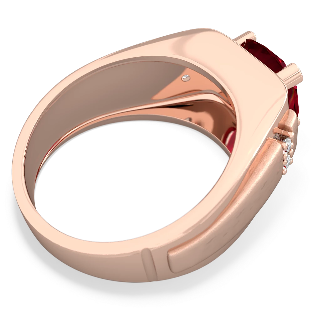 Lab Ruby Men's 9Mm Round 14K Rose Gold ring R1822