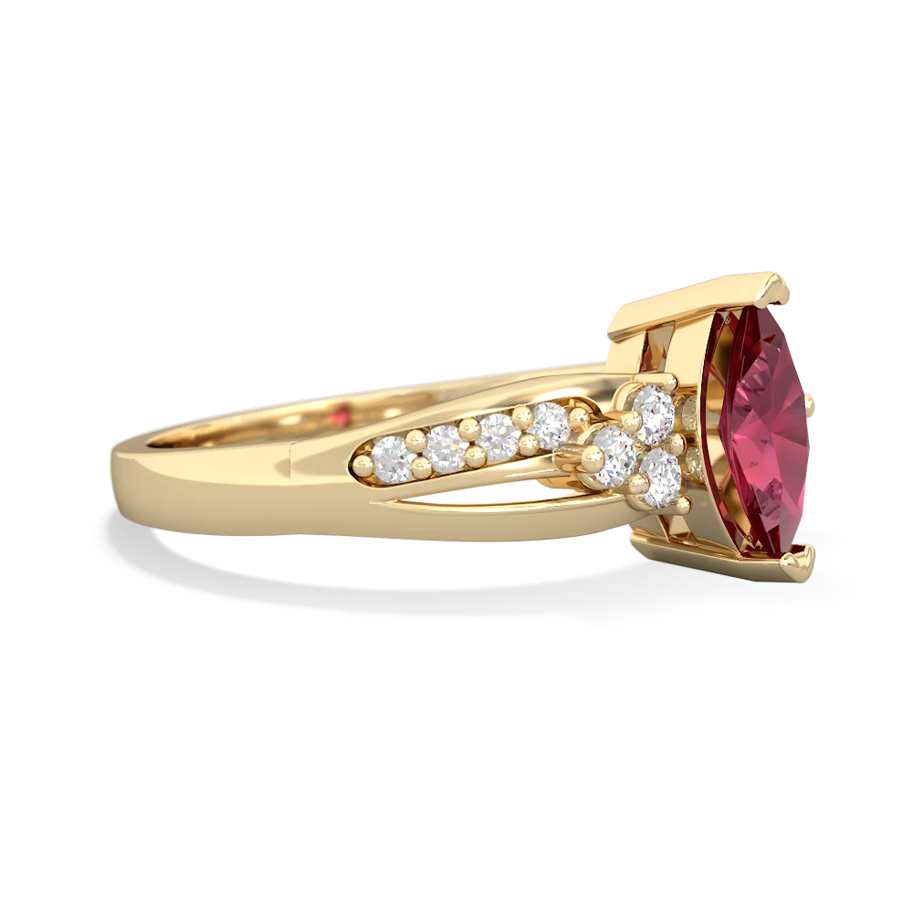 Lab Ruby Royal Marquise 14K Yellow Gold ring R2343