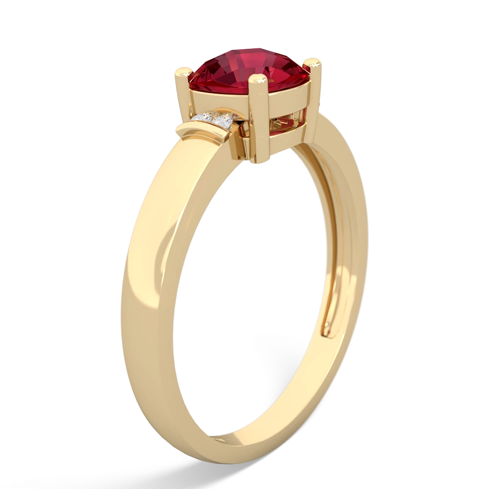 Lab Ruby Simply Elegant Cushion 14K Yellow Gold ring R2489