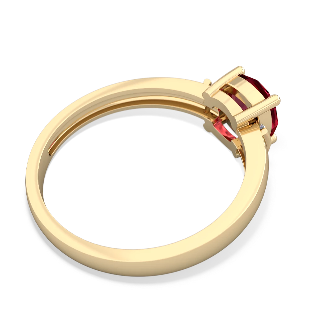 Lab Ruby Simply Elegant Cushion 14K Yellow Gold ring R2489