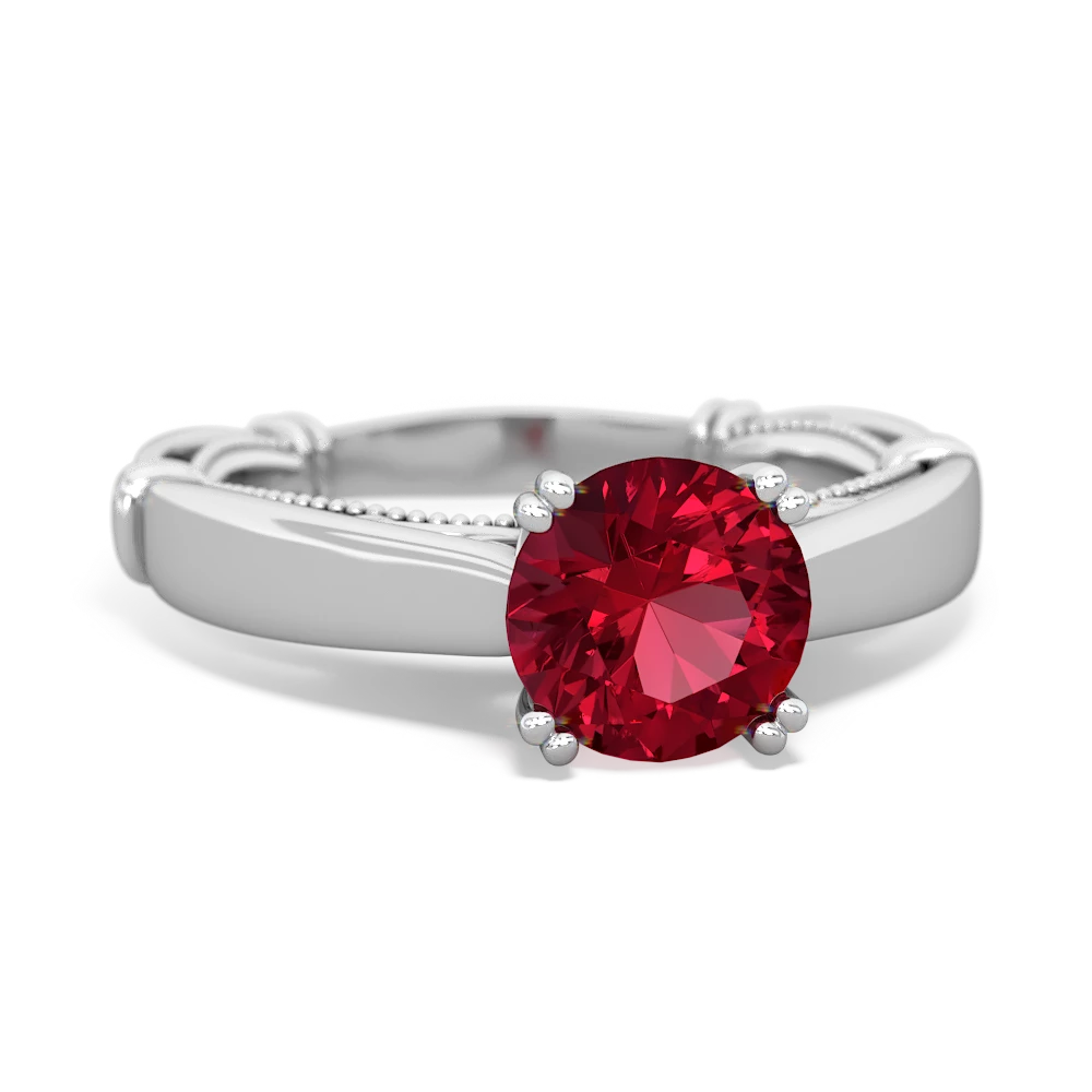 Lab Ruby Renaissance 14K White Gold ring R27806RD