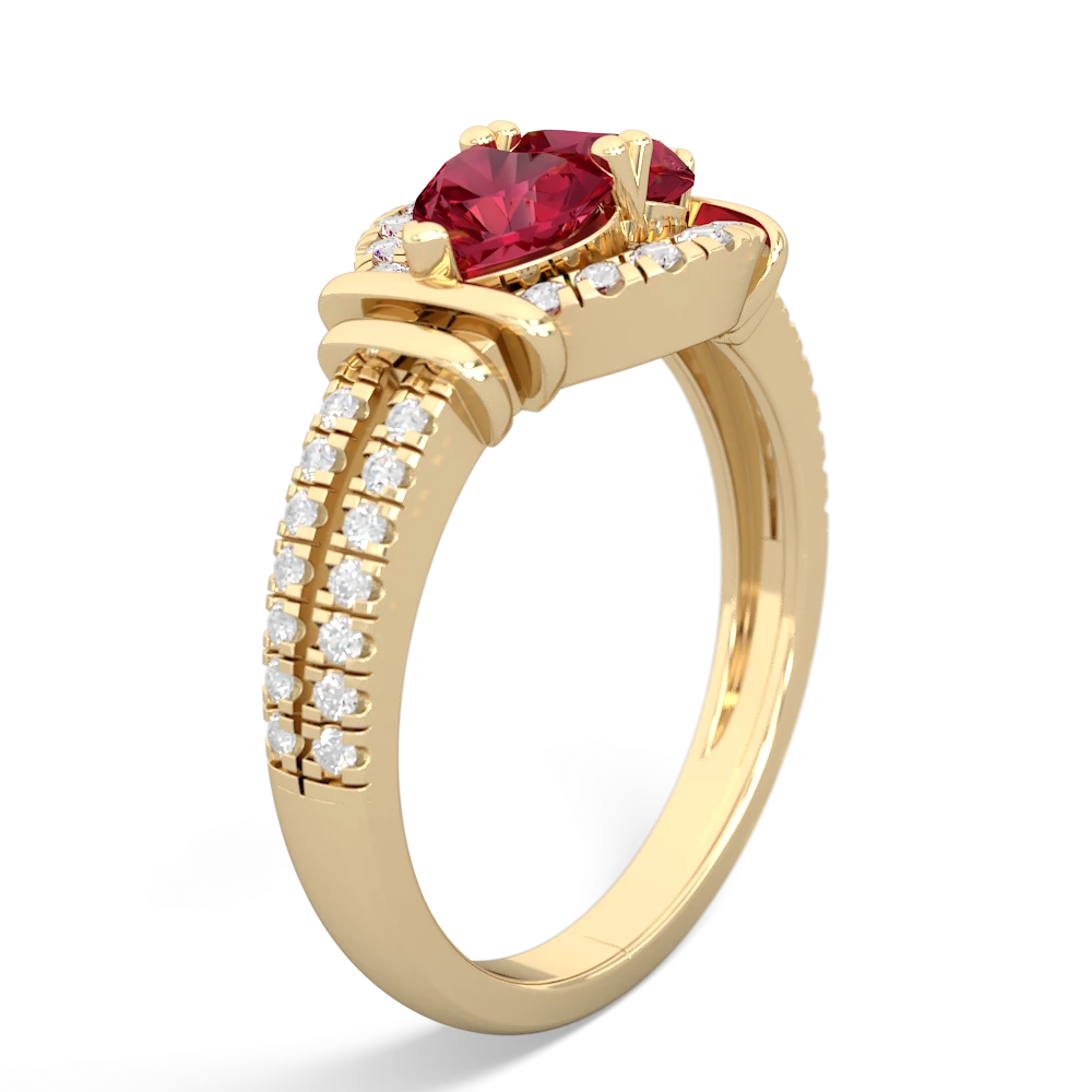 Lab Ruby Art-Deco Keepsake 14K Yellow Gold ring R5630