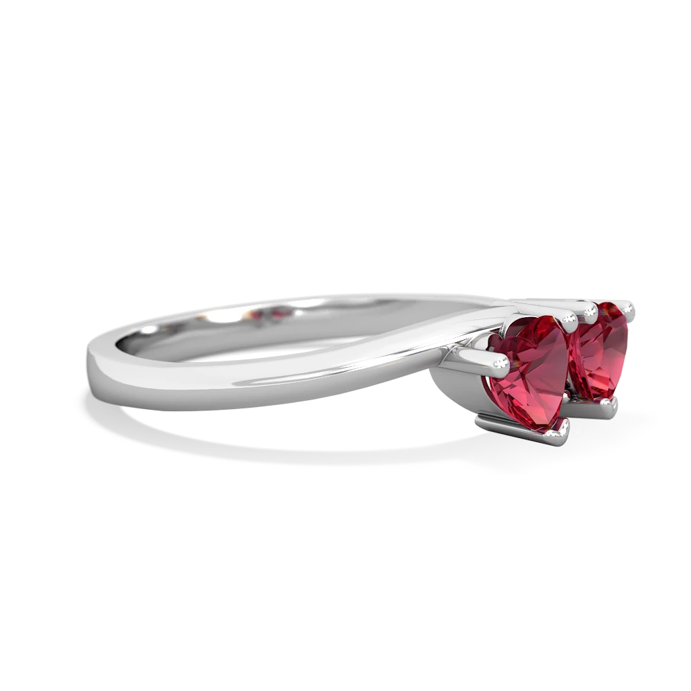 Lab Ruby Sweethearts 14K White Gold ring R5260