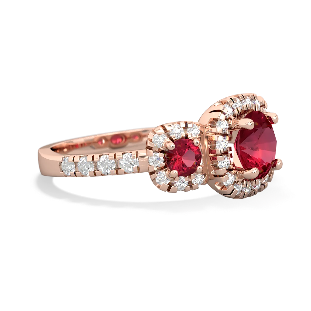 Lab Ruby Regal Halo 14K Rose Gold ring R5350