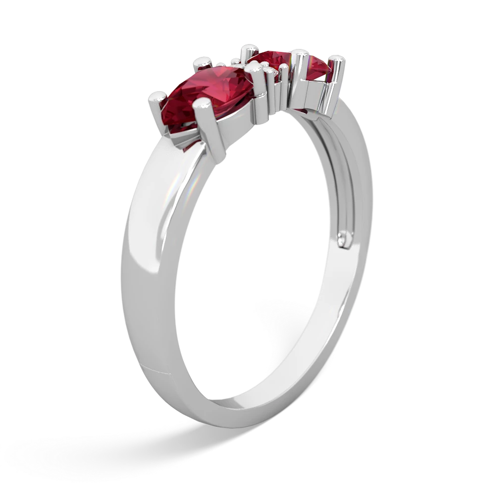 Lab Ruby Pear Bowtie 14K White Gold ring R0865