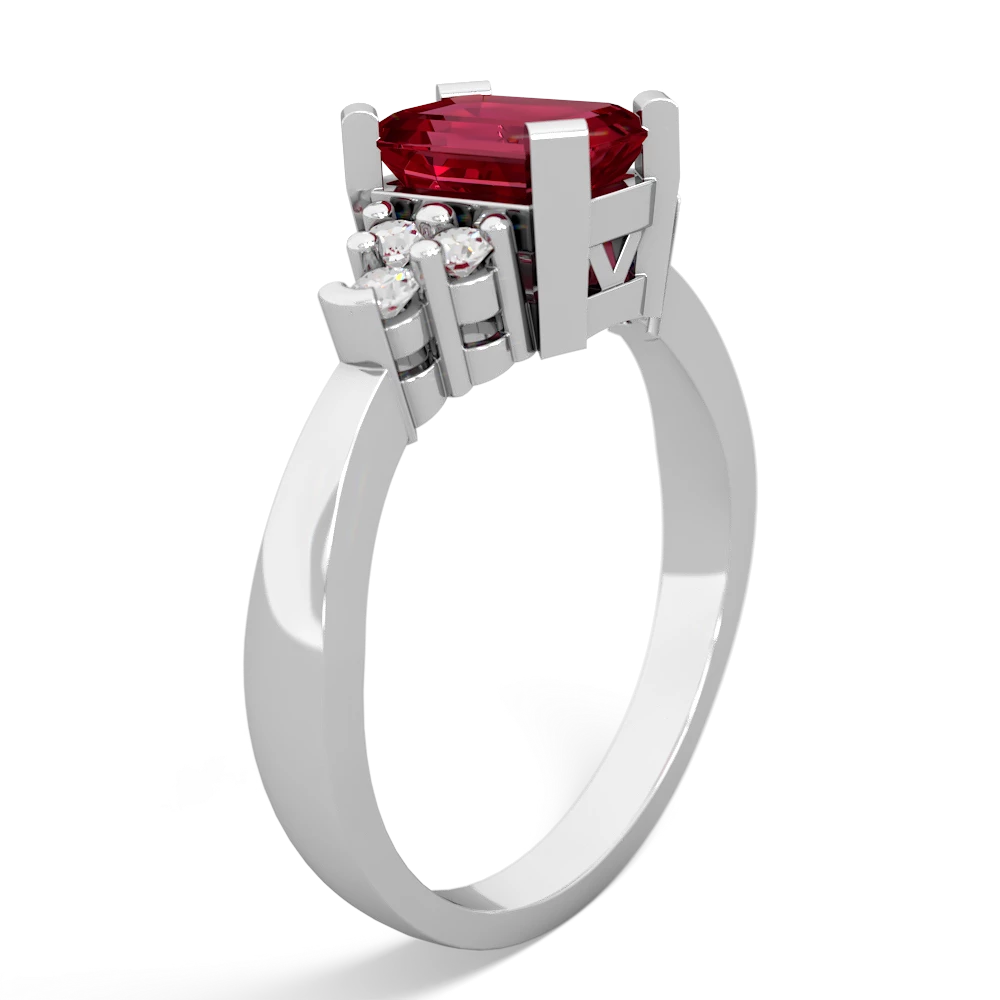 Lab Ruby Timeless Classic 14K White Gold ring R2591